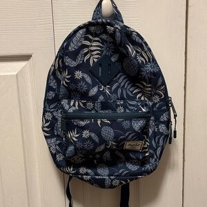 Herschel Navy and White Leaf Pattern Backpack